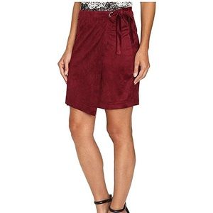 Kensie Drapey Wrap Mini Skirt Wine Red S L